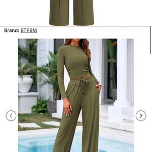 BTFBM Olive Wide Leg Jumpsuit for Women